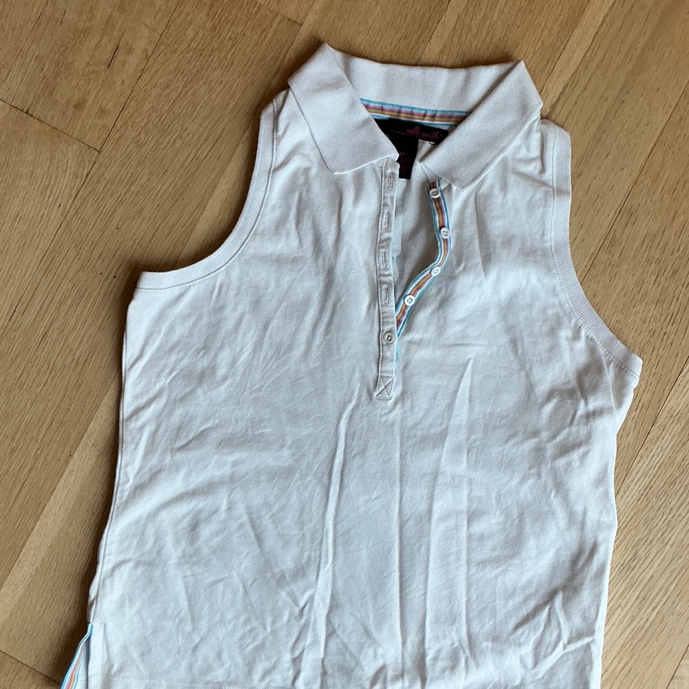 Willi Smith White Polo Tank top with Multicolor Trim